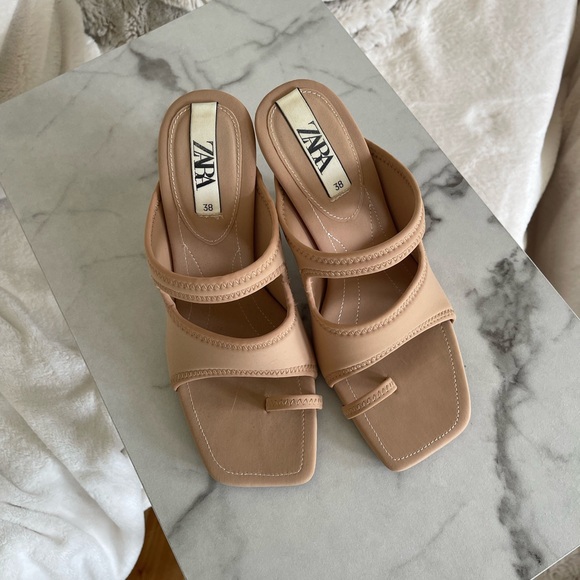Zara neoprene nude heels sandals 38 - Picture 2 of 3